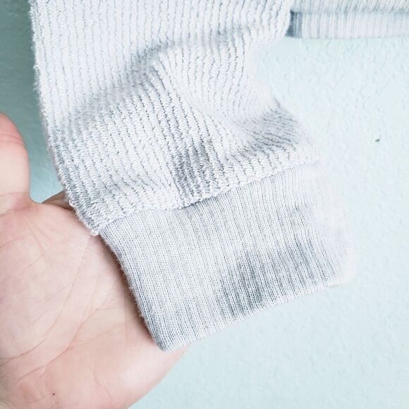 Vintage Havana Blue Ribbed Cropped Hoodie with Open Back - Picture 2 of 8